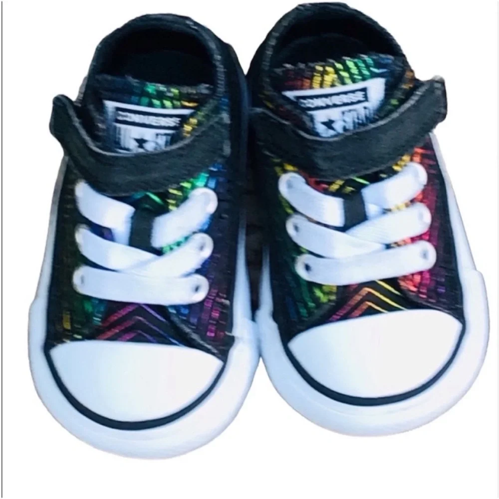 Converse All Of Star Infant Toddler Multi Color Metallic Lace Up Shoes Size 3